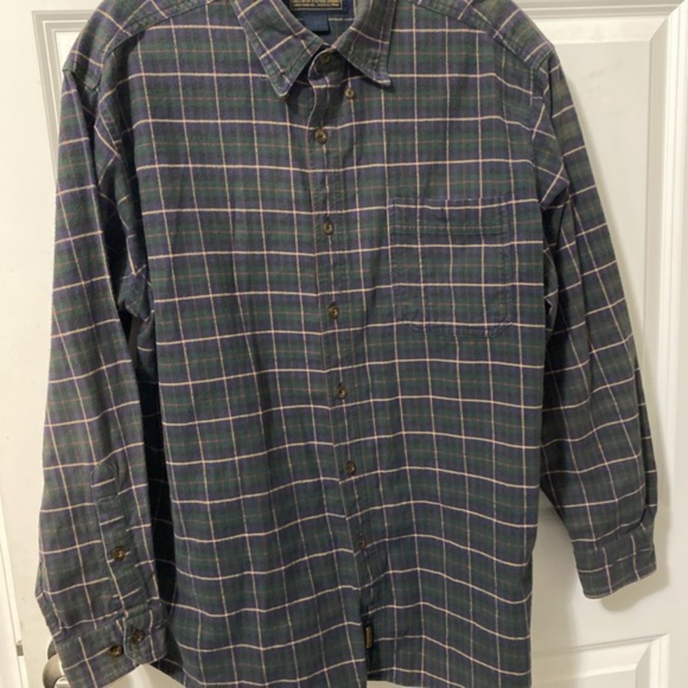 Woolrich Men's Green Plaid Shirt Large      ‎  3746